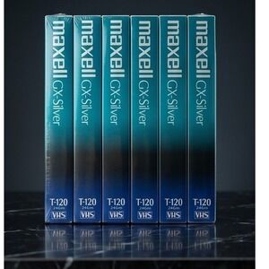Maxell GX-Silver T-120 VHS Blank Video Cassette Tapes 6 Pack New Sealed